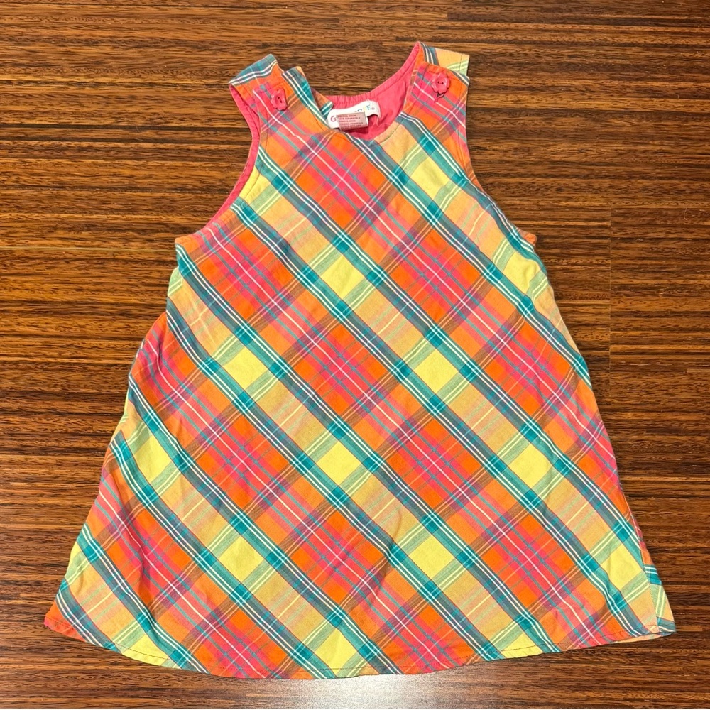 Vintage Gymboree Rainbow Tag dress jumper 100% cotton size large 3.5 - 4.5 yrs